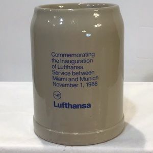 1988 Lufthansa stoneware coffee mug beer stein West Germany